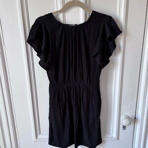 Aritzia Wilfred Banas Black Dress Flutter Sleeve Open Back Dress Size 2